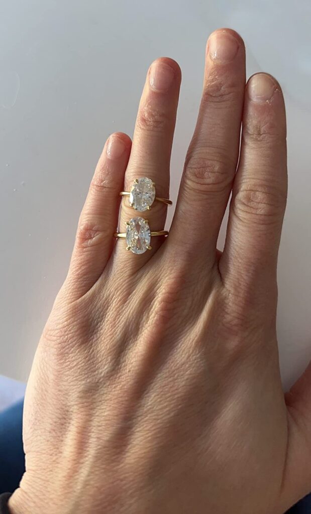 rings on finger comparing the two
